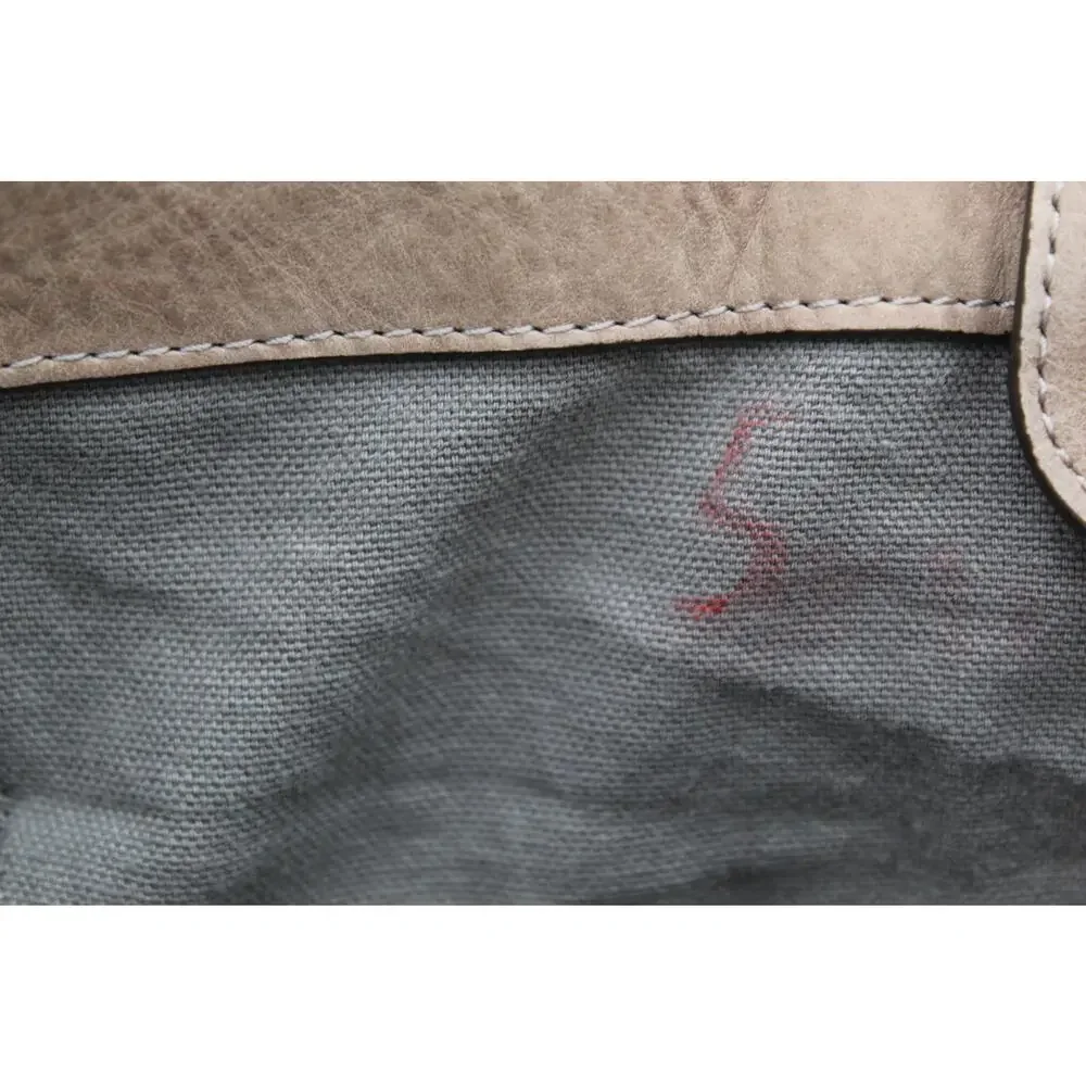 Frye Reed Leather Hobo Shoulder Bag Beige Tan Distressed Boho Western Purse - Picture 11 of 14